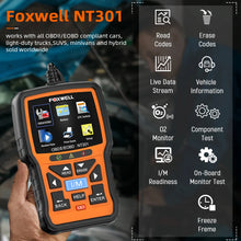 Load image into Gallery viewer, FOXWELL NT301 OBD2 Scanner Check Engine Light Code Reader Professional EOBD ODB2 OBD 2 Automotive Scanner Car Diagnostic Tool