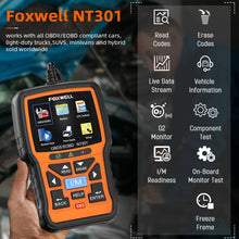 Load image into Gallery viewer, FOXWELL NT301 OBD2 Scanner Check Engine Light Code Reader Professional EOBD ODB2 OBD 2 Automotive Scanner Car Diagnostic Tool
