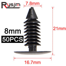 Load image into Gallery viewer, 50pcs 8mm Black Auto Fastener Vehicle Car Bumper Clips Retainer  Door Panel Fender Liner Universal Fit for All Car