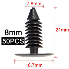 Load image into Gallery viewer, 50pcs 8mm Black Auto Fastener Vehicle Car Bumper Clips Retainer  Door Panel Fender Liner Universal Fit for All Car
