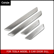 Load image into Gallery viewer, Tesla Door Sill Metal Pedal Protector Cover Accessories For Model 3 Car Threshold Strip Decoration Sticker Model3 2017-2021 2022
