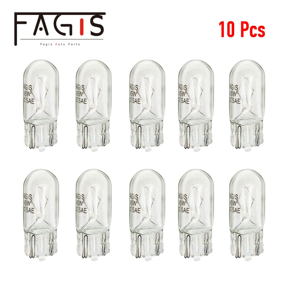 Fagis 10pcs Car T10 Halogen W5W 194 158 Wedges 12v 5w Auto Lamp Warm White Bulbs Instrument Light Reading Lights Clearance Lamp