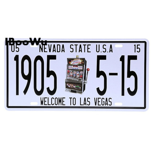 Vintage Poster Route 66 Car Number License Plate Plaque Poster Metal Tin Signs