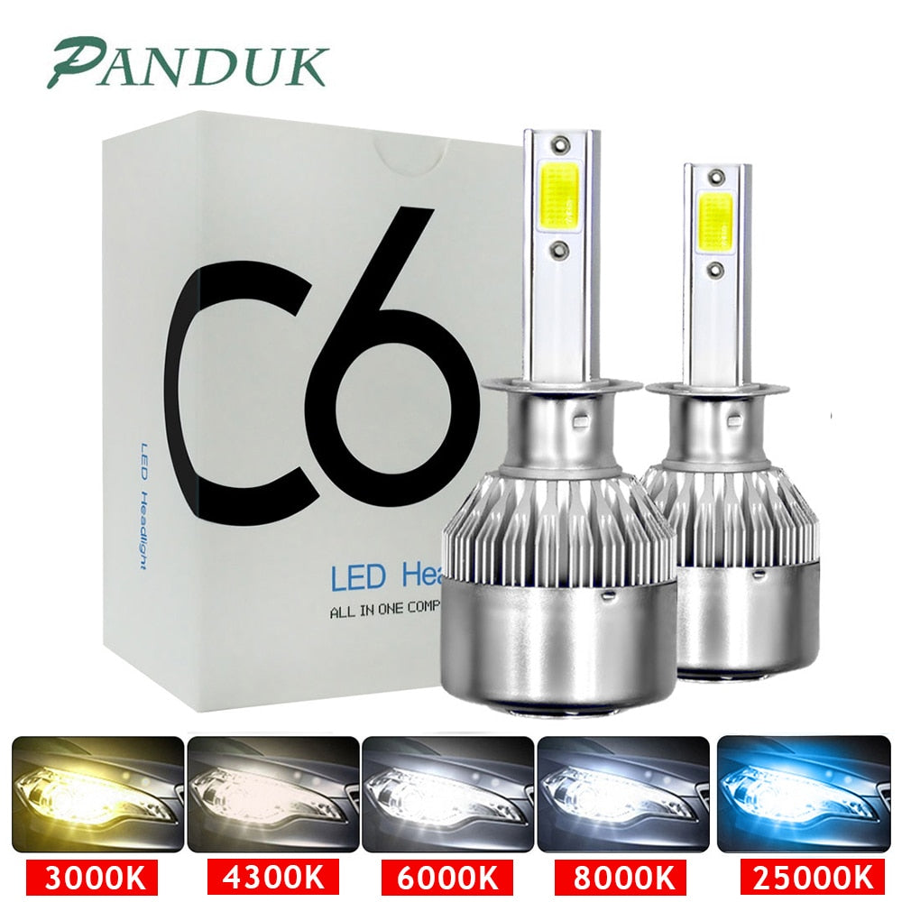 PANDUK C6 H1 H3 Led Headlight Bulbs H7 LED Car Lights H4 LED 880 H11 HB3 9005 HB4 9006 H13 6000K 72W 12V 8000LM Auto Headlamps